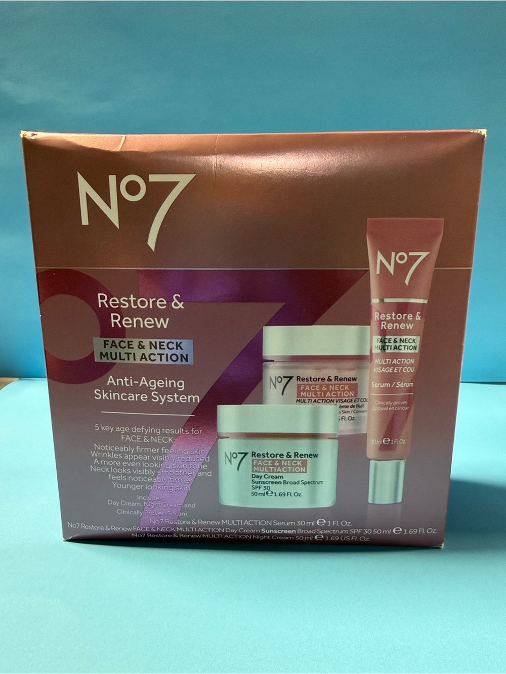 No7 Restore & Renew Face & Neck Multi-Action Set - Rose Pink